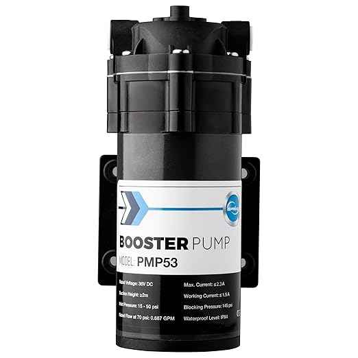 iSpring PMP53 Booster Pump for RCS5T Reverse Osmosis System, Replacement Pump for iSpring RCS5T, Upgraded Version of PMP500 with the Pre-wired Quick-Connection Black