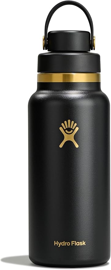 Hydro Flask Water Bottle - Insulated Stainless Steel - Wide Mouth Flex Chug Lid, Non-Spill, Leakproof in 32 Oz Black Tie
