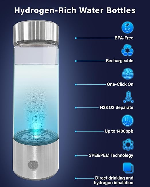 Hydrogen Water Bottle, Hydrogen Water Bottle Generator, Hydrohealth Hydrogen Water Machine Improve Water for Home, Office, Travel, Daily Drinking