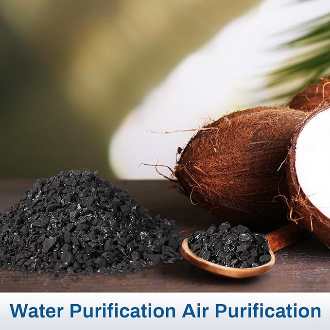 Timgle 25 Lbs Bulk Water Air Filter Activated Charcoal Coconut Hull Granular Activated Carbon 10-18 Mesh Water Distiller Charcoal Filters Media for Filtration