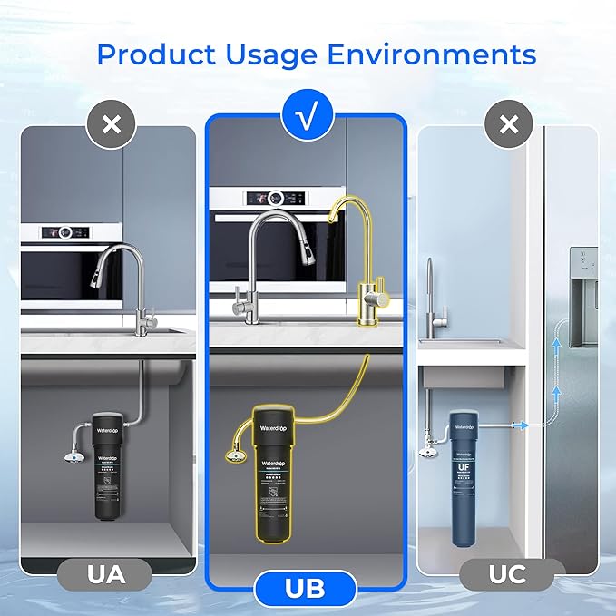 Waterdrop 17UB 3 Years Under Sink Water Filter, Under Sink Water Filtration System, NSF/ANSI 42 Certified, Reduces PFAS, PFOA/PFOS, Lead, Under Sink Water Filter with Faucet, 24K Gallons