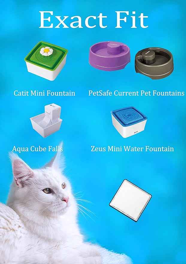 Filter Replacement Compatible with Catit mini Flower Fountain 44005 96411 Zeus Mini Water Fountain Aqua Cube Falls Petsafe Current Pet Fountain 2.65 x 2.65 inches, 12pack