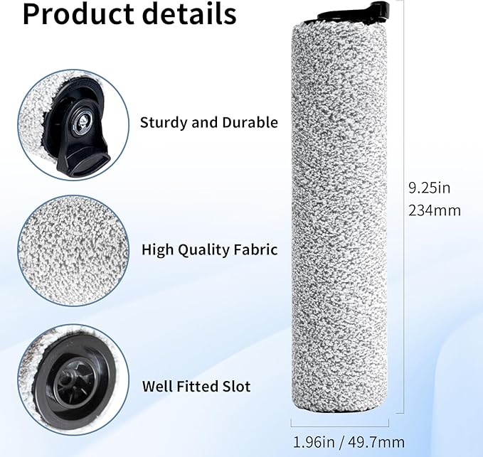 Roller Brush and Filter Replacement Compatible with Tineco iFloor 3/ Floor One S3 Cordless Vacuum Cleaner, Replacement Parts Include 3 Brush Rollers, 3 Filters - AquaVibe