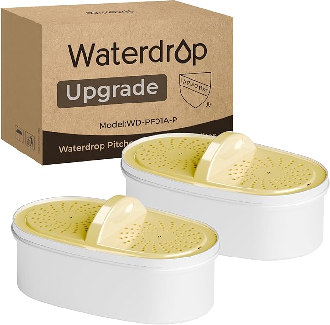 [Original] Waterdrop Upgrade NSF 53&42&372 Certified Replacement Filters, for All Waterdrop Pitcher and Dispenser, Reduces Lead, PFAS, PFOA/PFOS, Chlorine, Cadmium, Copper, Mercury, Pack of 2