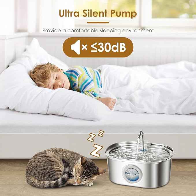 Animal Activated Livestock Waterers,Cat Water Fountain Pet Water Fountain 3.2L/108oz Stainless Steel Pet Fountain Dog Water Dispenser