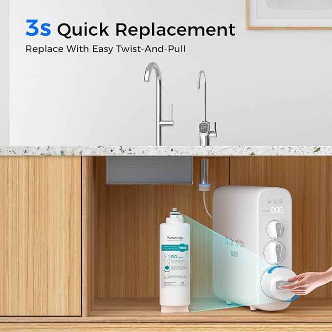 Waterdrop WD-G3P800-N2RO Filter, Replacement for WD-G3P800-W Tankless Reverse Osmosis System, Reduce PFAS, 2-year Lifetime