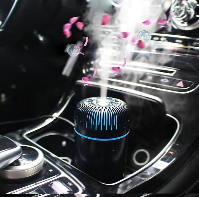Unee Car Diffusers – 100ml USB Mini Aromatherapy & Humidifier & Car Air Freshener for Essential Oils, Portable Auto & Home Use (Black)