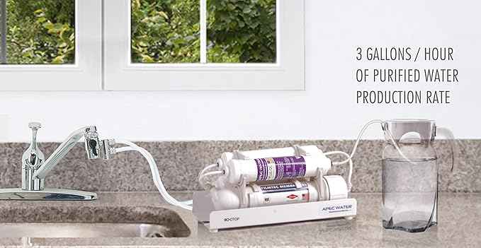 APEC Water Systems RO-CTOP-PH Alkaline Mineral Portable Countertop Reverse Osmosis Water Filter System PH+, Installation-Free, fits Most Standard Faucet
