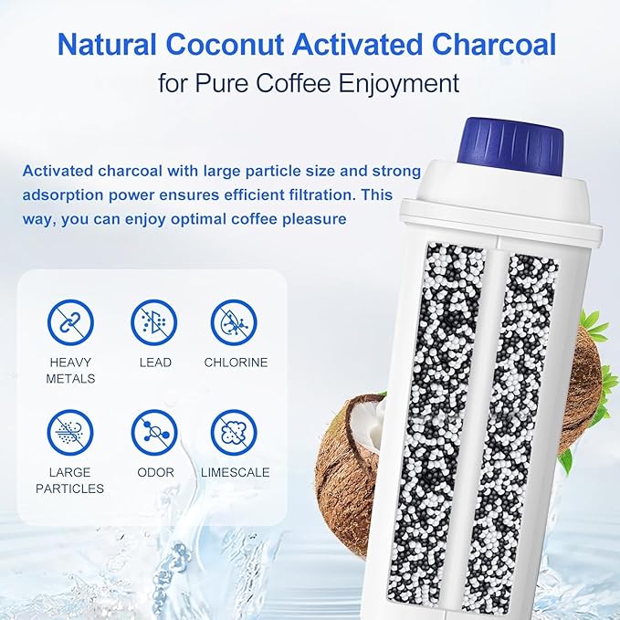 Water Filter Cartridge Replacement for Espresso Coffee Machines - Compatible with ECAM, ETAM, ESAM, Dinamica, Eletta Series - Improves Taste & Protects Your Machine, 6-Pack for Home Use - AquaVibe
