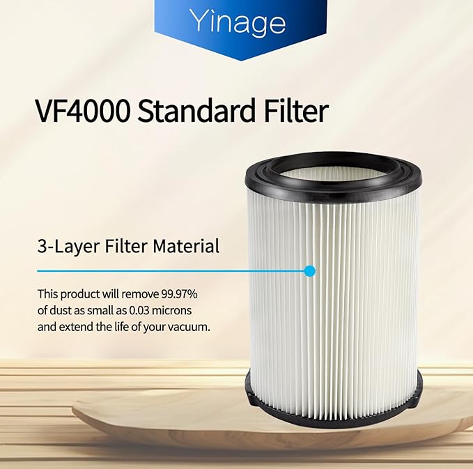 VF4000 Replacement Filter for 72947 Wet Dry Vac 5 to 20-Gallon 6-9 Gal Husky Craftsman 17816 Vacuum Compatible WD5500 WD0671 RV2400A RV2600B Washable & Reusable Replace VF4000 Filter (2 Pcs) - AquaVibe