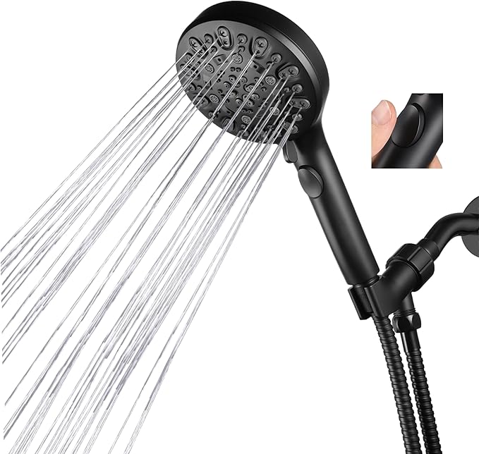 Shower Head with Handheld 7 Spray Combo,Hand Held Showerhead with On/Off Switch,High Pressure Detachable Shower Heads with 60