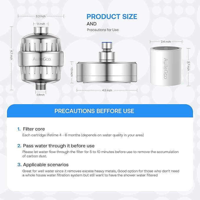 25+3 Stage AuileGco High-Output Filtered Shower Head Set-Shower Filter for Hard Water, Heavy Metals, Chlorine and Harmful Substance