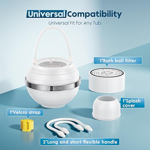 Bath Filter for Tub Faucet - Shower Filter with KDF 55 Removes 99% Chlorine & Softens Water | Ideal Bathtub Filter for Healthier Hair & Skin | Universal Fit, Easy Install & Overflow