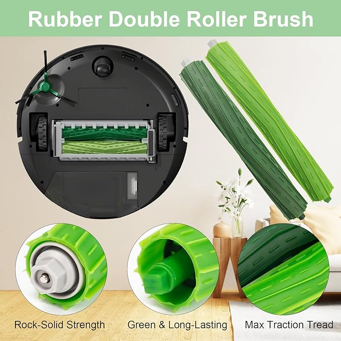 Replacement Part Kit for iRobot Roomba max 705 vac/Plus 504 Vac Vacuum Cleaner, 2 Rubber Brush 8 Filter 8 Side Brushes - AquaVibe