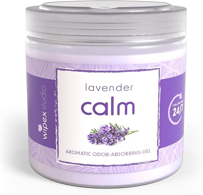 Wipex Odor Absorbing Gel Jar - Lavender, 15 Oz - Odor Eliminator for Home, Effective Odor Absorber, Long-Lasting Freshness, Ideal for Rooms, Offices, & Yoga Studios