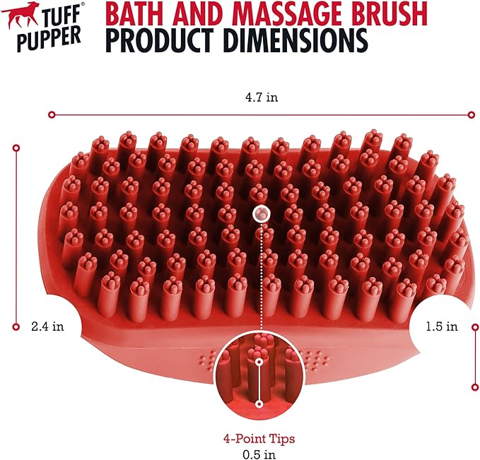 Tuff Pupper Dog Bath Brush, Silicone Pet Hair Remover Brush for Shampooing & Massaging Dogs, Dog Washing Brush with Soft Rubber Bristles Gently Removes Loose & Damaged Fur - AquaVibe