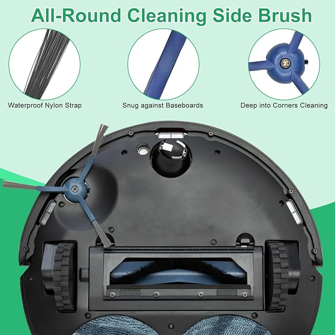 34 Pack for eufy Vacuum Omni C20 Accessories Kit，2 Mainbrush 6 Filter 6 Dust Bag 6 mop pads 6 Sidebrush 1Cleaning Brush 1Screwdriver,6 Sachet - AquaVibe