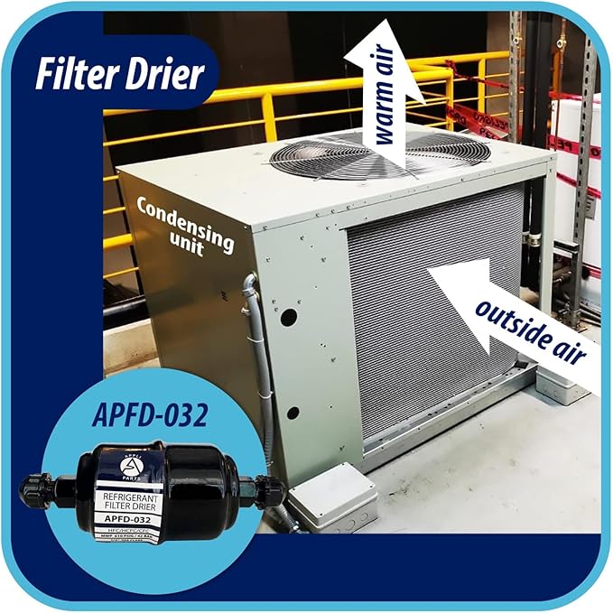 Appli Parts APFD-032 1/4 in Liquid Line Refrigerant AC Filter Drier hvac Refrigeration 032 SAE Flare connection universal unidirectional 4-1/2 in long 1-3/4 in wide