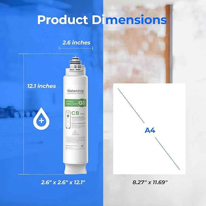 Waterdrop WD-G3-CB Filter, Replacement for WD-G3-W, WD-G3P600 and WD-G3P800-W Reverse Osmosis System, 1-Year Lifetime