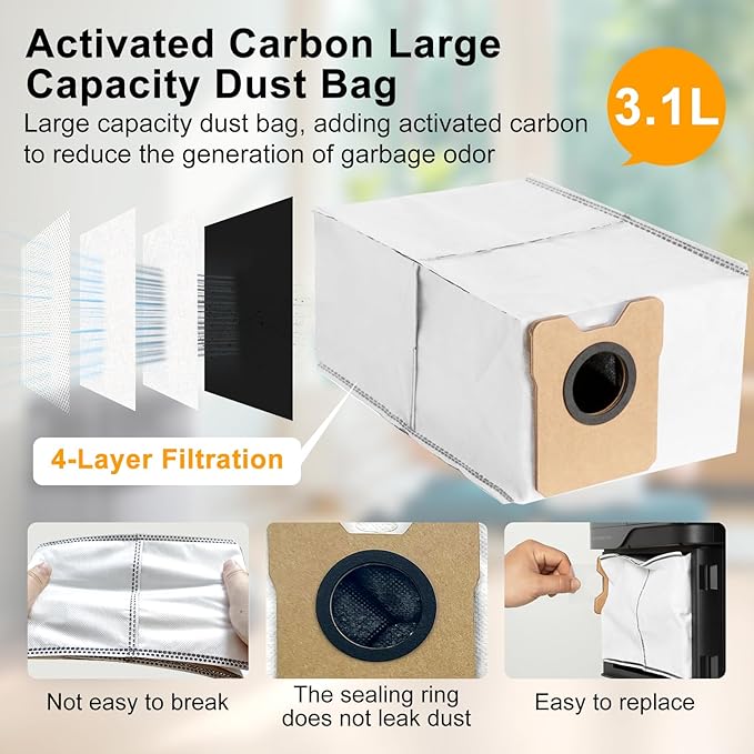 22 Pack Accessories Compatible with Eufy Omni C20 Robotic Vacuum Cleaner Accessory,1 Main Brush, 4 Sweeping Brushes,4 HEPA Filters,5 Dust Bags(Activated Carbon),6 Mop Pads - AquaVibe