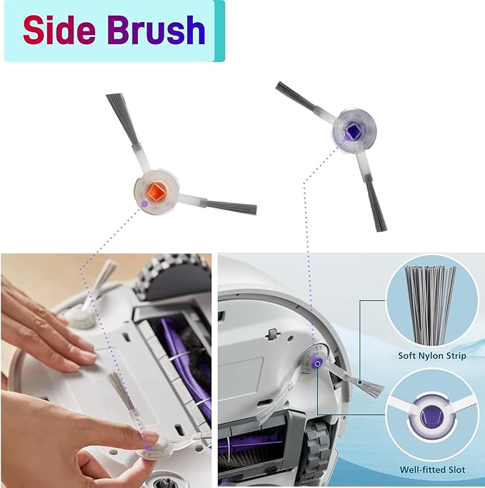 Accessories Replacement Compatible with Narwal Freo X Ultra/Plus Robot Vacuum, 12 Vacuum Accessories Set, 1 Main Brush, 2 Hepa Filter, 2 Dust Bags, 6 Side Brushes, 1 Cleaning Brush - AquaVibe
