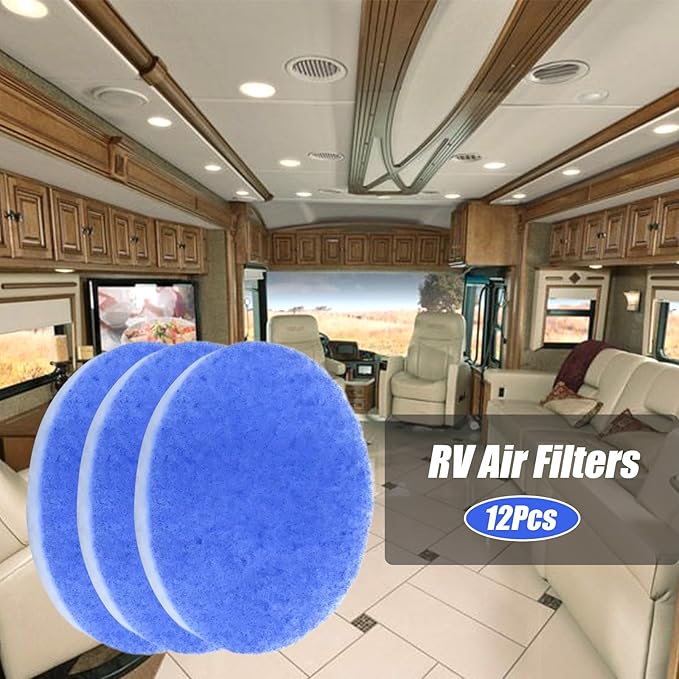 6 or 12Pcs 5.25 Inches RV Air Filter, Round Air Duct AC Filter, RV AC Vent Filter, MERV-6 RV Air Conditioner Filter (12) - AquaVibe