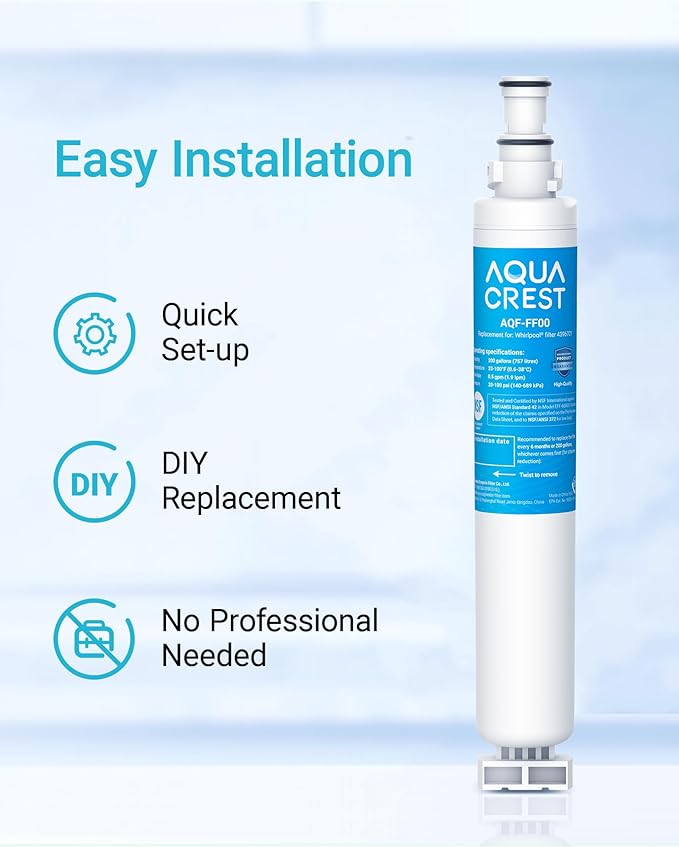AQUA CREST 4396701 Replacement for Kenmore 9915, 469915, Whirlpool EDR6D1, WF293, RWF2000A, LC200V, SGF-W10, L200V, RWF1021, Filter 6, WFL200, 4396702, 3 PACK