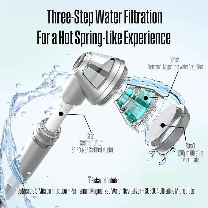 POSEION BT100 DB Filtered Shower Head – Handheld, High Pressure, Magnetized Sediment Filter, Ultrafine Water Stream, Spa-Like Comfort, Durable Build, Made in Korea