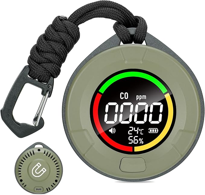 Carbon Monoxide Detectors, Portable CO Detector for Travel, Mini 3-in-1 Carbon Monoxide Monitor with Magnetic Suction, RV CO Alarm Temp/Hum Sensor, Rechargeable CO Monitor 120HR Standby