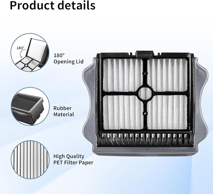 Roller Brush and Filters Replacement Compatible with Tineco Floor ONE S5/Floor One S5 Pro Cordless Vacuum Cleaner,Replacement Parts Include 3 Brush Rollers, 3 Filters - AquaVibe