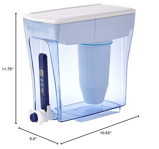 ZeroWater 20-Cup Ready-Pour 5-Stage Water Filter Dispenser with 0 TDS Water Filter – IAPMO Certified to Reduce Lead, Chromium, and PFOA/PFOS