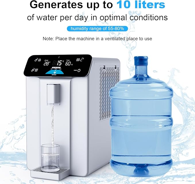 2025 Improved Atmospheric Water Generator for Drinking Water, 4-Stage Purification 10L, Countertop Atmospheric Water Filter with UV Filtration, Countertop Drinking Water Filter System for Office
