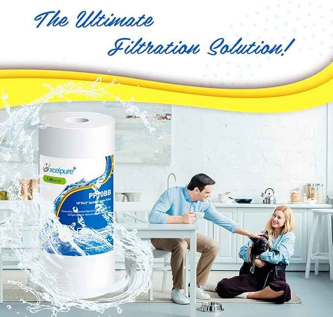 EXCELPURE Whole house Sediment Water Filter 10" x 4.5" (5 micron）Compatible with Culligan RFC-BBSA , WFHD13001B, GXWH35F, GXWH30C, 3M Aqua-Pure AP817,Whirlpool WHKF-GD25BB (2 PACK)