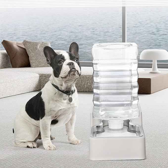 RIZZARI Stainless Steel Pet Water Feeder: 9L Gravity Leak-Proof Auto Refill Water Dispenser - 304 Stainless Steel Bowl - Hygienic & Rust-Resistant - No Filter - for 30-60 LB Dogs - Home/Office