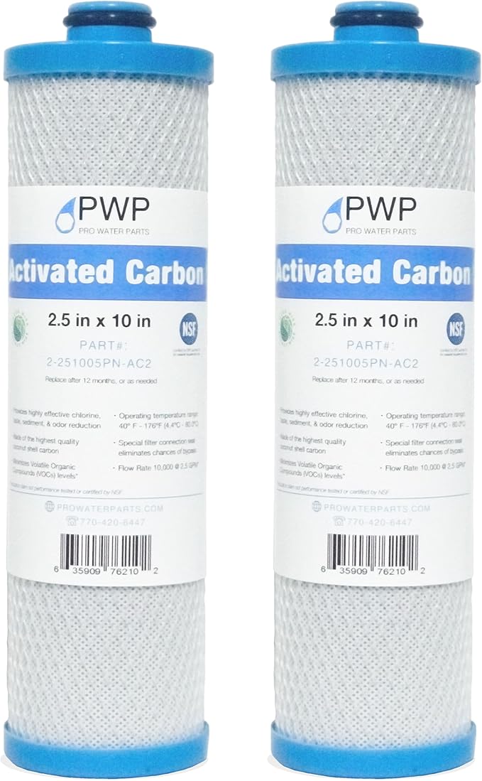 RV Water Filter Activated Carbon Block Push-Nipple Cartridge OEM 2.5 x 10