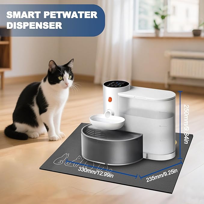 Smart Pet Water Fountain, 3.5L/118oz Large Capacity Automatic Water Dispenser Filterless Wireless Cat Water Fountain for Cats & Small Dogs, Ultra-Quiet with Water Absorbent Pad