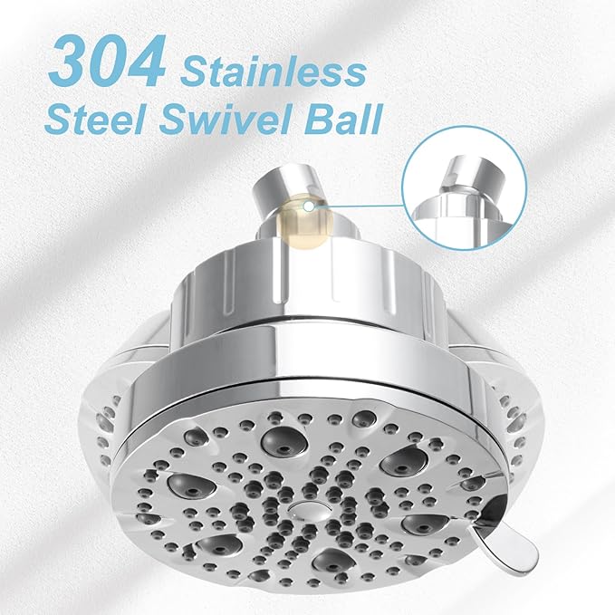 OFFO Filtered Shower Head, 20 Stage Shower Filter Head for Hard Water with Pause Mode, 9 Modes High Pressure Shower Head with Filter for Remove Chlorine and Harmful, Chrome - AquaVibe