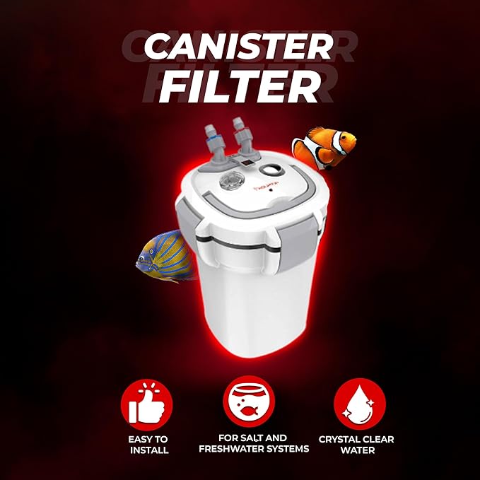 Aquatop Forza Premium Canister Filter - Built-in 9-Watt Lamp - Includes Replaceable Canister Carbon Cartridge - Ideal for Fresh and Salt Water