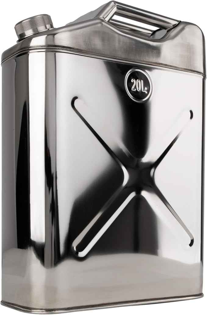 Swiss Link Stainless Steel Water Can 20L Portable Water Storage Container, 5 Gallon Jug for Camping, Emergency Storage, and Outdoor Activities