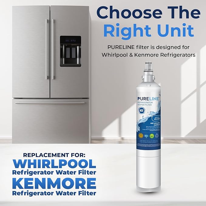 Pureline EDR5RXD1, 4396508 Replacement for Whirlpool 4396508, EDR5RXD1, EveryDrop Filter 5, Refrigerator Water Filter - Reduces Bad Taste & Odor - AquaVibe