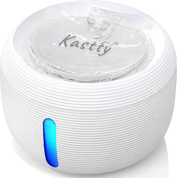 Kastty Cat Water Fountain:3.5L Cat Fountain for Drinking-White Pet Water Fountain for Cats Indoor-Quiet Cat Water Dispenser with Visual Water Level - Pets Watering Supplies for Small Animals FS77