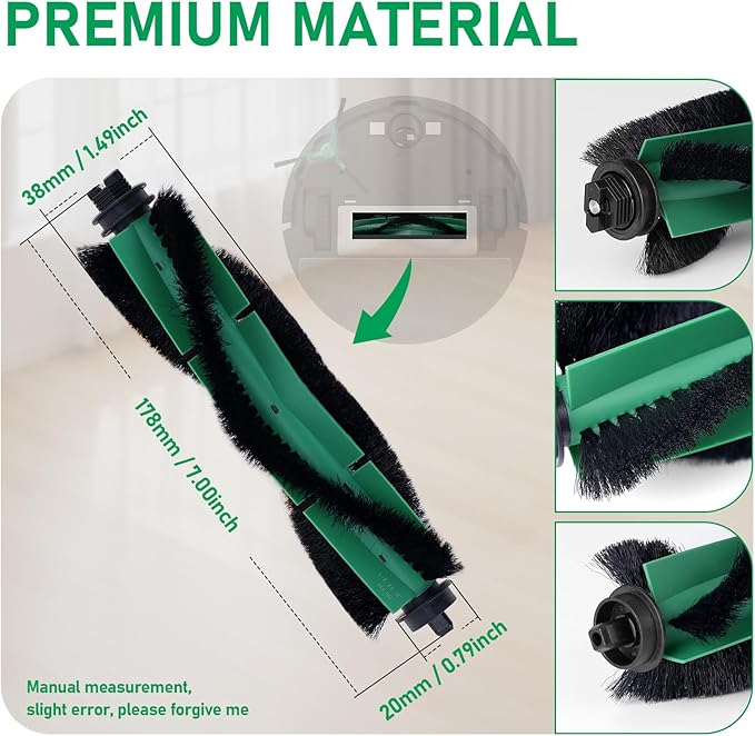 Y0140 Replacement Parts Pack for iRobot Roomba Combo Essential Series Q011, Y0110, Q0120, Y0140 Robot Vacuum Cleaner, 2 Roller Brush, 8 Hepa Filters, 4 Side Brushes, 1 Cleaning Brush (14 Pcs/Pack) - AquaVibe