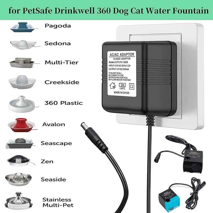 12V Power Adapter for PetSafe Drinkwell 360 Dog Cat Water Fountain Compatible with PetSafe Pump Power Supply（PAC00-13206 ）