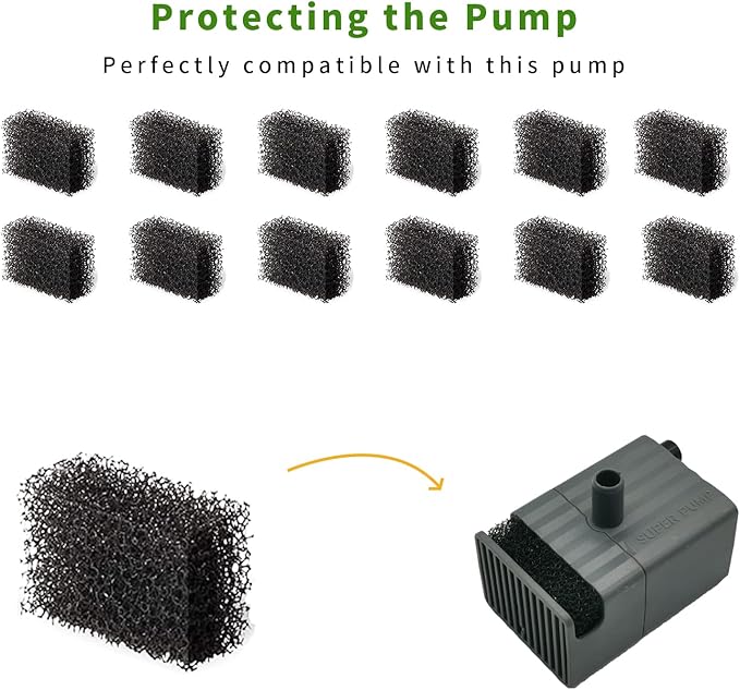 12 Pack Cat Water Fountain Sponge Filters, Replacement Foam Filters for 67oz/2L Pet Fountain 65oz/1.85L Dog Drinking Fountain