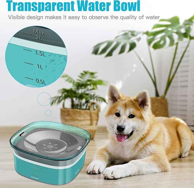UPSKY 70oz Dog Water Bowl 2L No Spill Dog Bowls Large Capacity Spill Proof Slow Water Feeder, No Splash Dog Bowl Pet Water Dispenser Vehicle Carried Travel Slow Drinking Bowls for Messy Drinkers, Cats