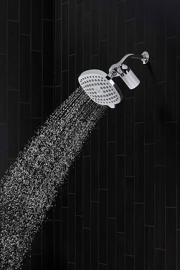 KOHLER R24670-G-BN Aquifer Filtered Showerhead with Water Filter System, Multifunction Shower Head with Filters Combo Kit for Skin and Hair, Vibrant Brushed Nickel