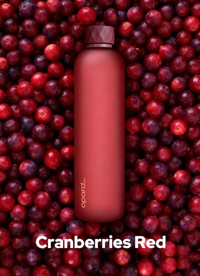 Opard Slim Pro Water Bottle 32oz, Plastic Water Bottle BPA-Free, Facetted Rubberized Grip-Texture Monocap, Leakproof Screw Top, Cranberries Red, Reusable for Travel School Sport Gym Hiking