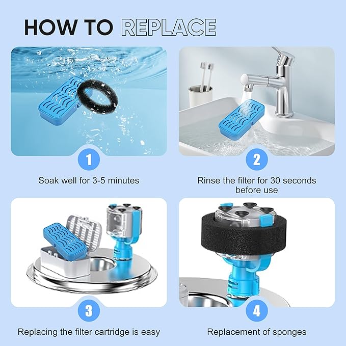 PETCHO 4-Pack Cat Water Fountain Filter Replacement Compatible with 108oz/3.2L Stainless Steel Cat Fountain, with Activated Carbon Filters, Multiple Filtration Isolates Floating Hairs
