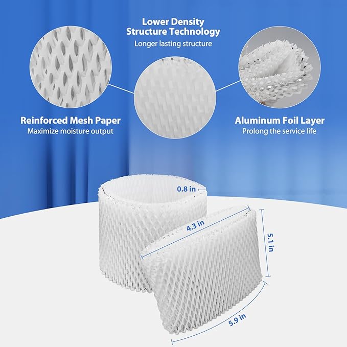Extolife 2 Pack WF2 Replacement Humidifier Filter for Vicks for Kaz WF2 Humidifier V3100, V3500, V3500N, V3600, V3700, V3800, V3850, V3850JUV, V3900, V3900JUV, VEV320, 3020, ECM-250i, ECM-500, WA-8D