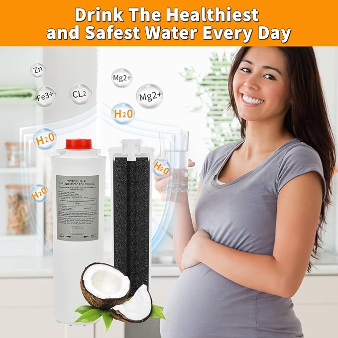 51300C Water Filter, Replacement for Elkay EWF3000 51300C Filters By NSF/ANSI 42 Certified, Compatible With Ezh2o Filter Replacement Bottle Stations, 3000 Gallon High Capacity (No Chip)